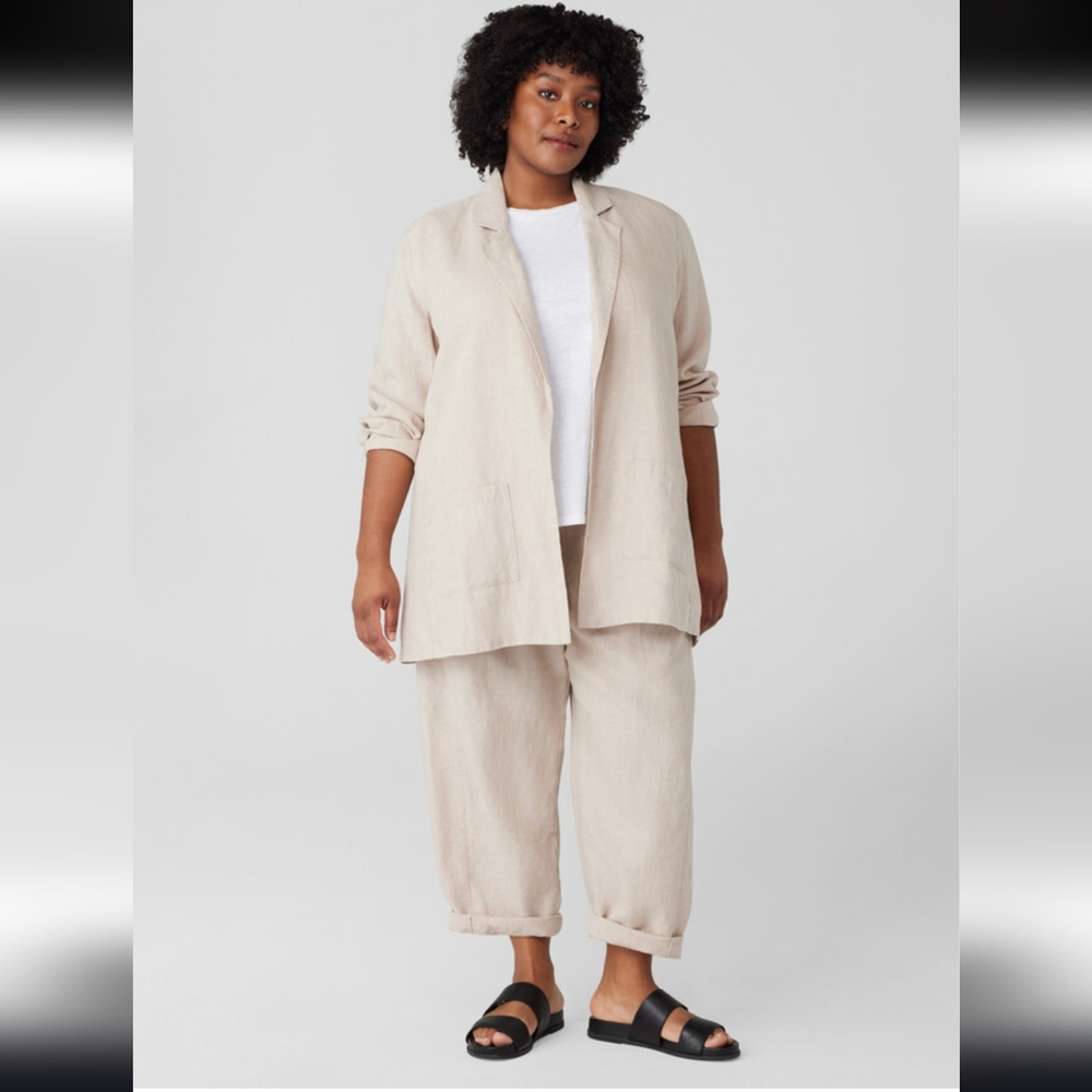 Eileen Fisher Long 100% Organic Linen Blazer